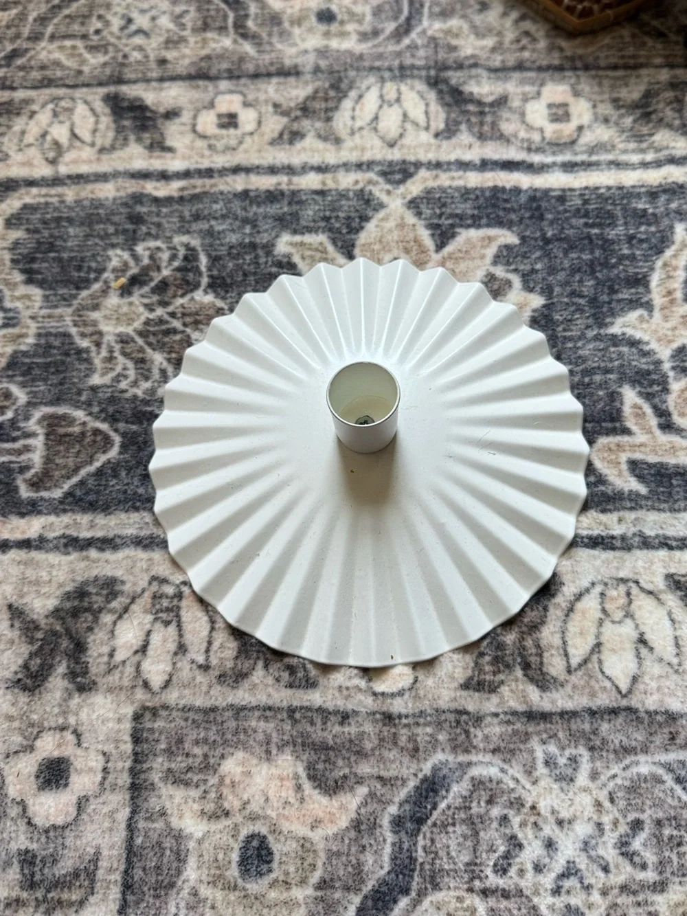 IKEA flat white metal candle holder